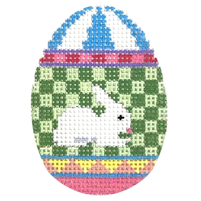 Bunny on Checkers, Small Egg – Needlepoint.Com