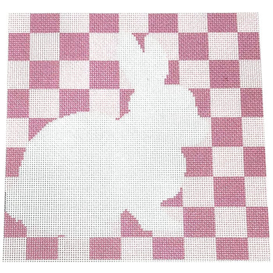 Bunny Stencil/Pink Printed Canvas Two Sisters Needlepoint 