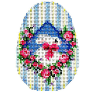 Bunny w/Garland Egg Printed Canvas Two Sisters Needlepoint 
