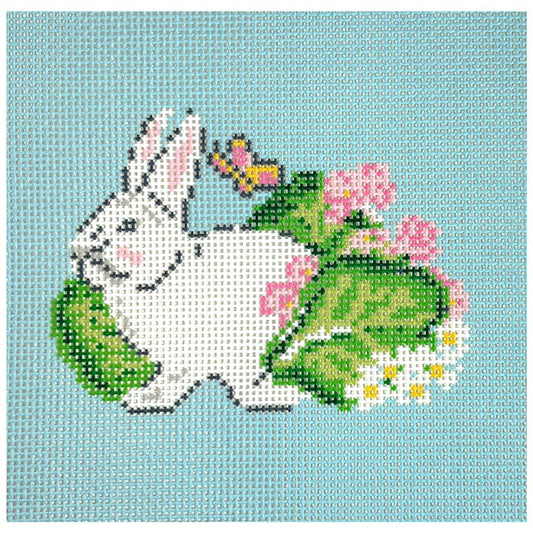 Bunny with Butterfly Square Painted Canvas KCN Designers 
