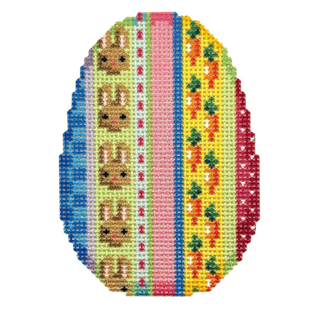 Bunny/Hop Stripe Egg Printed Canvas Two Sisters Needlepoint  - 1