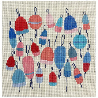 Buoys Pillow 10x10 Painted Canvas Mopsey Designs 
