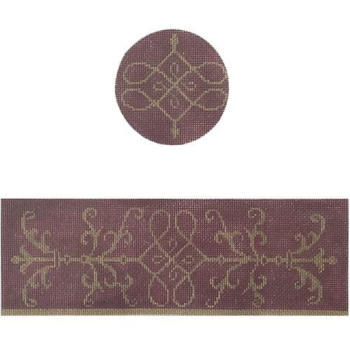 Burgundy & Gold hinged box with hardware Painted Canvas Funda Scully  - 1