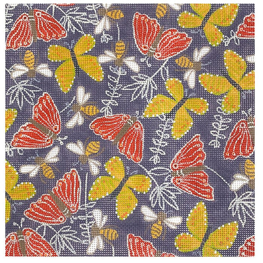 Butterfly Olive Pattern Painted Canvas All About Stitching/The Collection Design 