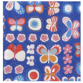 Butterfly on Blue Pattern Painted Canvas All About Stitching/The Collection Design 
