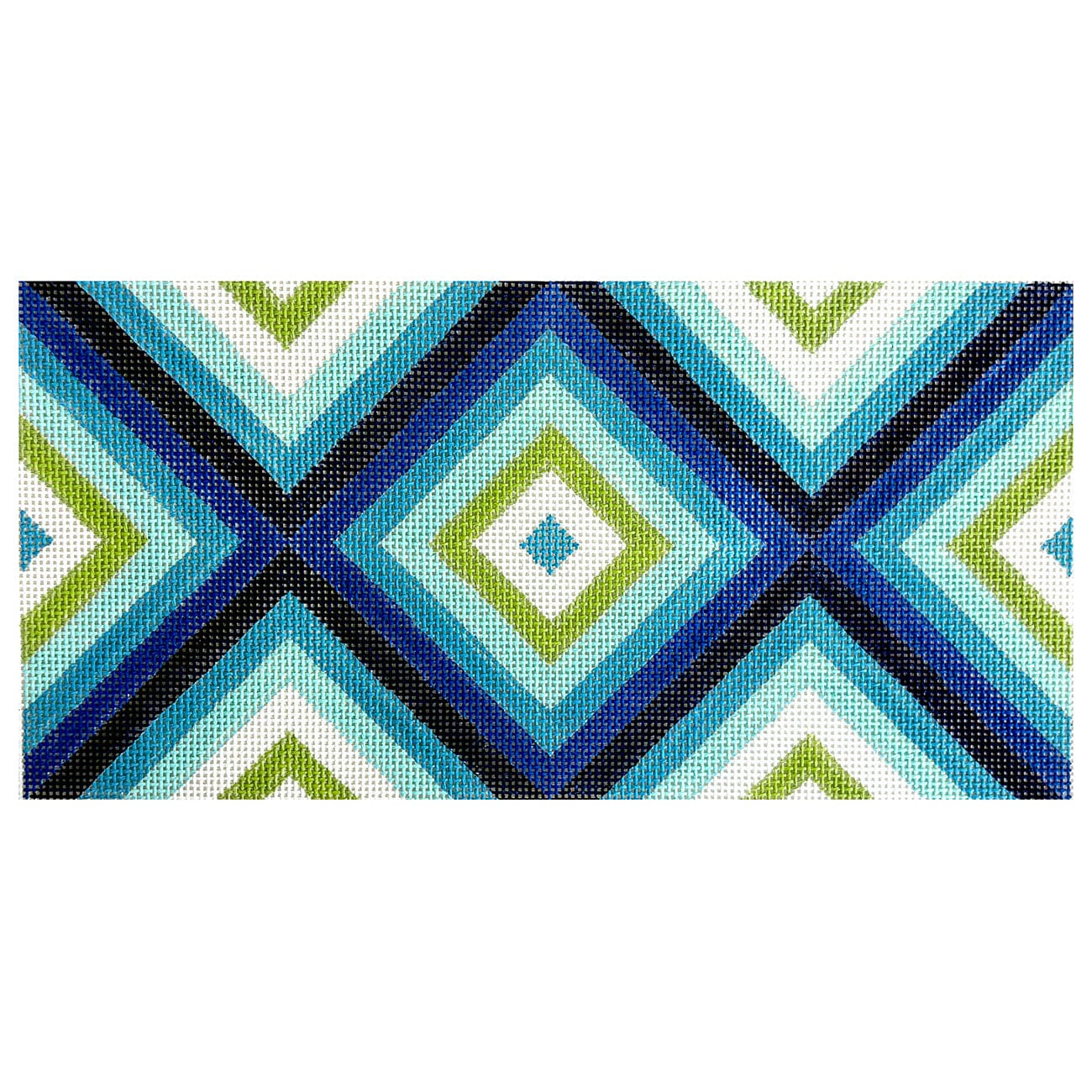 Cabana Blue Lumbar Pillow Painted Canvas Initial K Studio  - 1