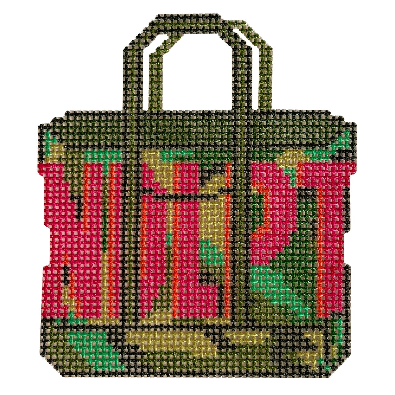 Camo NDLPT Tote Ornament Painted Canvas Wheelhaus Needlepoint  - 1