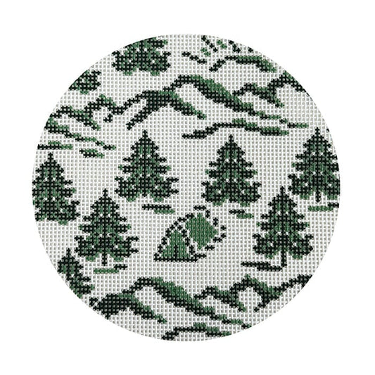 Camp Round Painted Canvas Fire and Iris 