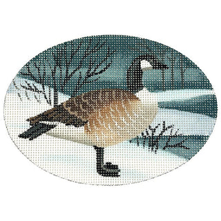 Canadian Goose Oval Ornament Painted Canvas Victoria Whitson Needlepoint 
