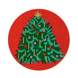 Candle Tree Round Painted Canvas Vallerie Needlepoint Gallery  - 1