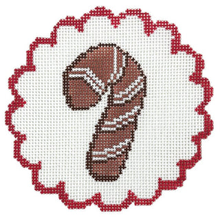 Candy Cane Cookie 4" Ornament Painted Canvas Initial K Studio 
