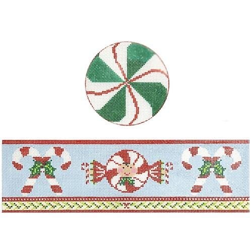 Candy Cane hinged box with hardware Painted Canvas Funda Scully  - 1