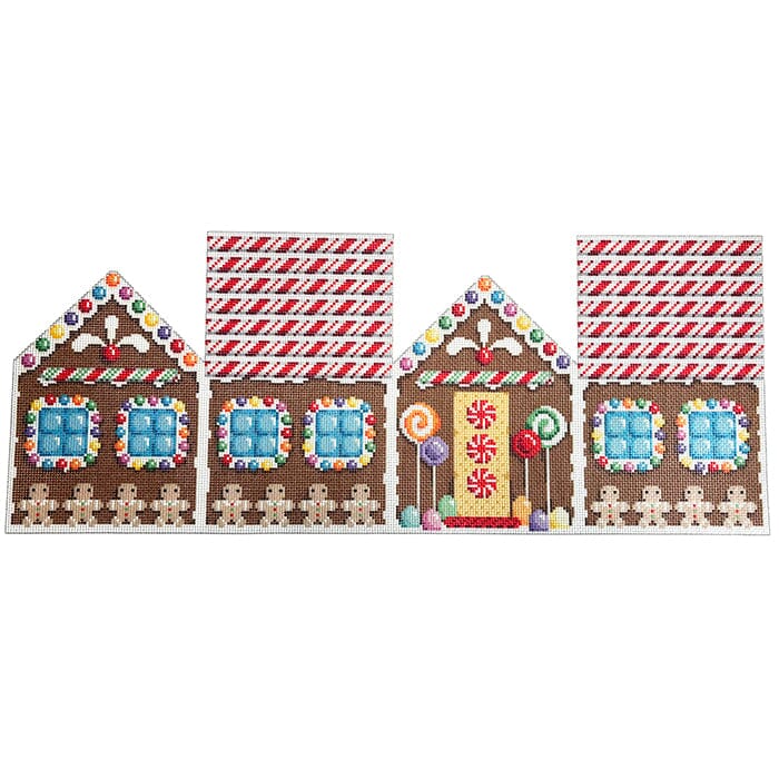 Candy Cane Roof Gingerbread House Printed Canvas Two Sisters Needlepoint 
