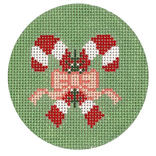 Candy Cane Round Painted Canvas Coco Frank Studio 
