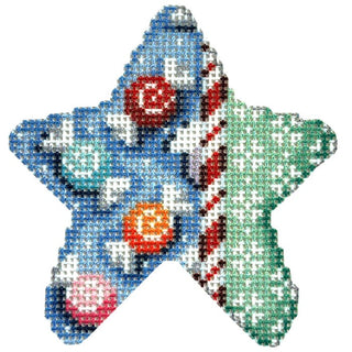 Candy Cane/Snowflakes Mini Star Printed Canvas Two Sisters Needlepoint 
