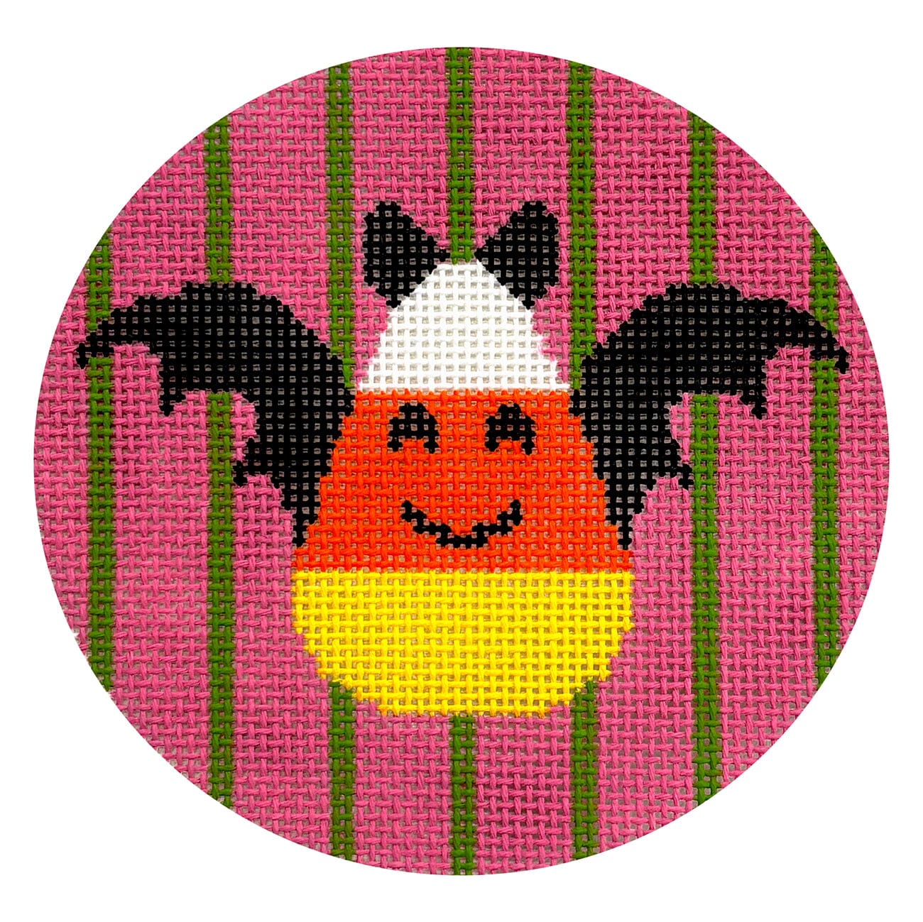 Candy Corn Bat Round Painted Canvas The Collection Designs  - 1