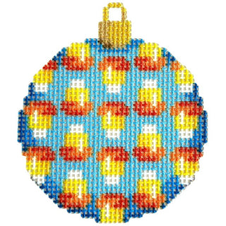 Candy Corn on Blue Mini Ball Printed Canvas Two Sisters Needlepoint 
