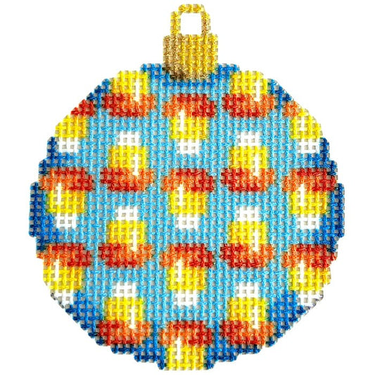 Candy Corn on Blue Mini Ball Printed Canvas Two Sisters Needlepoint 