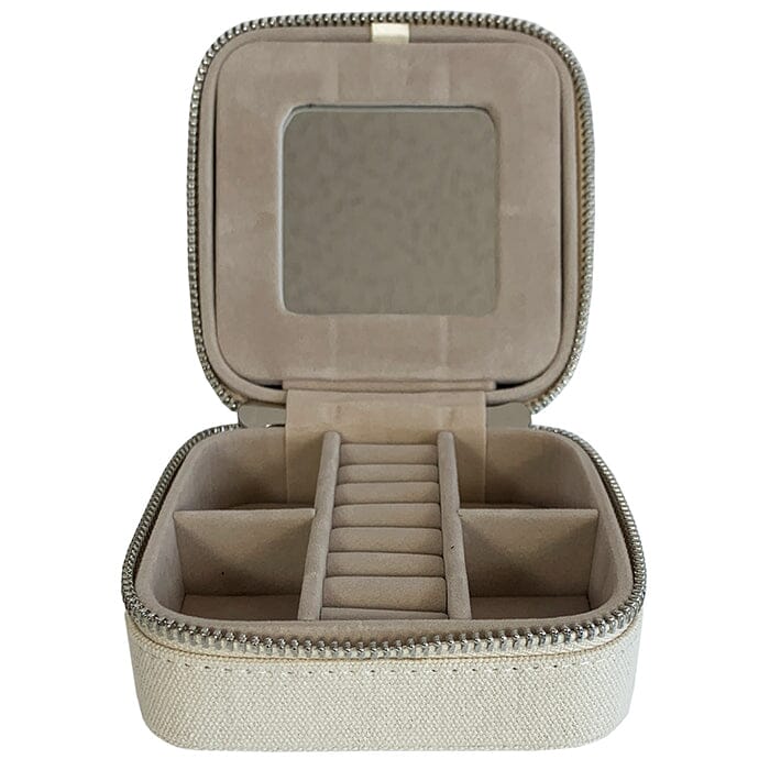 Canvas 3" Square Jewelry Box   Linen Leather Goods Rachel Barri Designs 
