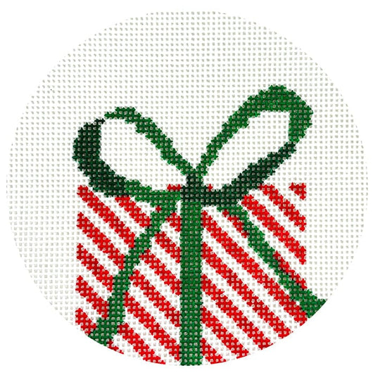 Card Art Ornament - Striped Gift Painted Canvas Elizabeth Crane Swartz Designs 