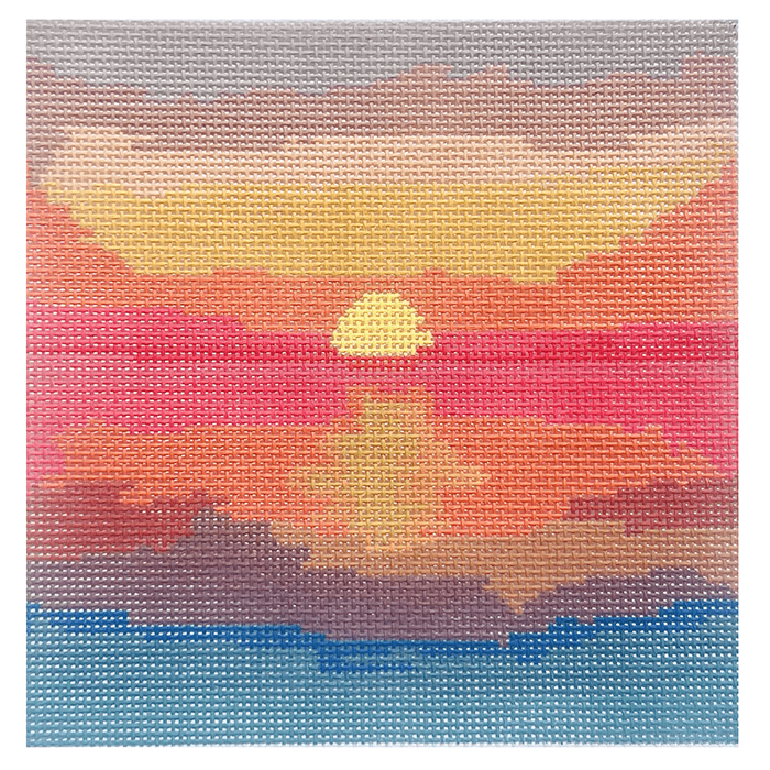Caribbean Sunset Large Painted Canvas Atlantic Blue Canvas  - 1