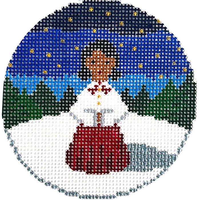 Caroler Dark Hair Painted Canvas Anne Fisher Needlepoint LLC 
