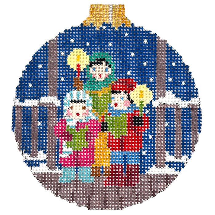 Carolers   3.25" Round Painted Canvas Susan Roberts Needlepoint Designs Inc.  - 1