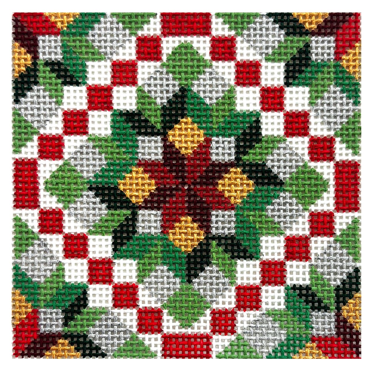Carpenter's Wheel, 3" Square Painted Canvas Susan Roberts Needlepoint Designs Inc.  - 1