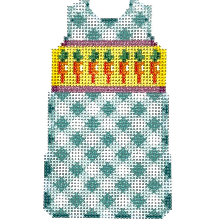 Carrots/Gingham Mini Shift Printed Canvas Two Sisters Needlepoint 
