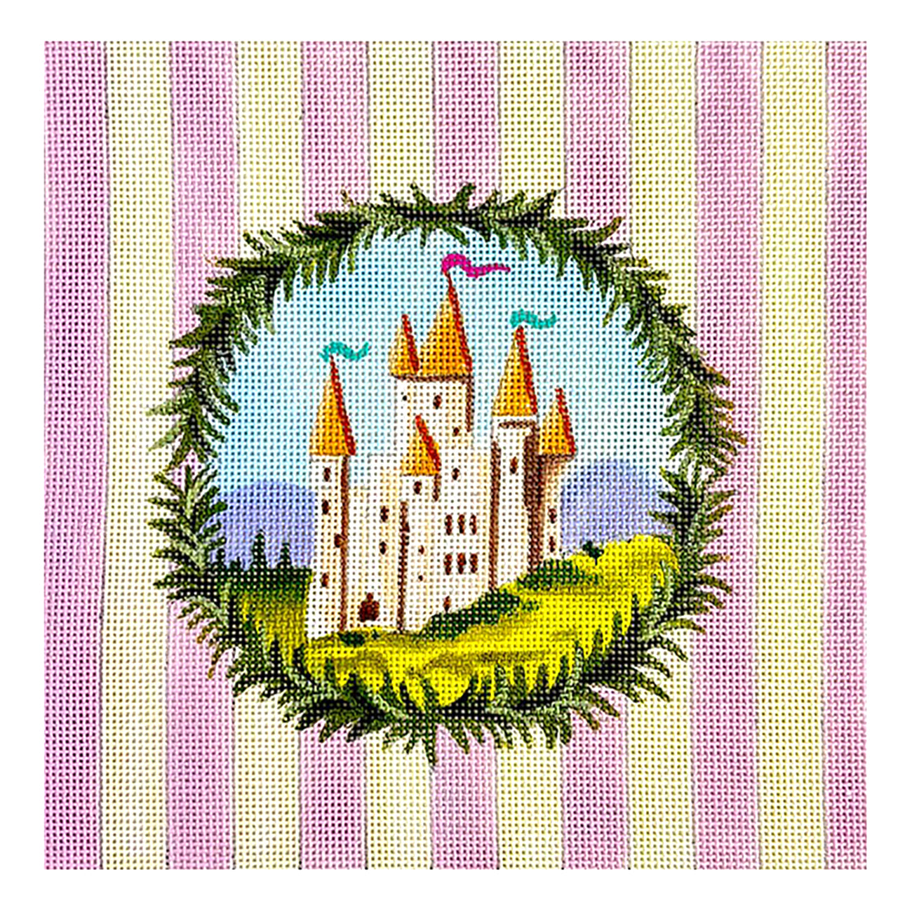 Castle in Wreath on Stripes, Fairytale - 1
