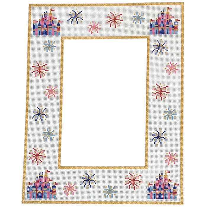 Castle with Fireworks Frame Painted Canvas Lauren Bloch Designs 