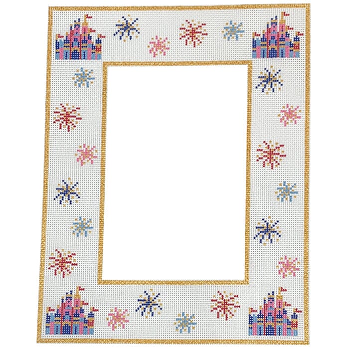 Castle with Fireworks Frame Painted Canvas Lauren Bloch Designs  - 1