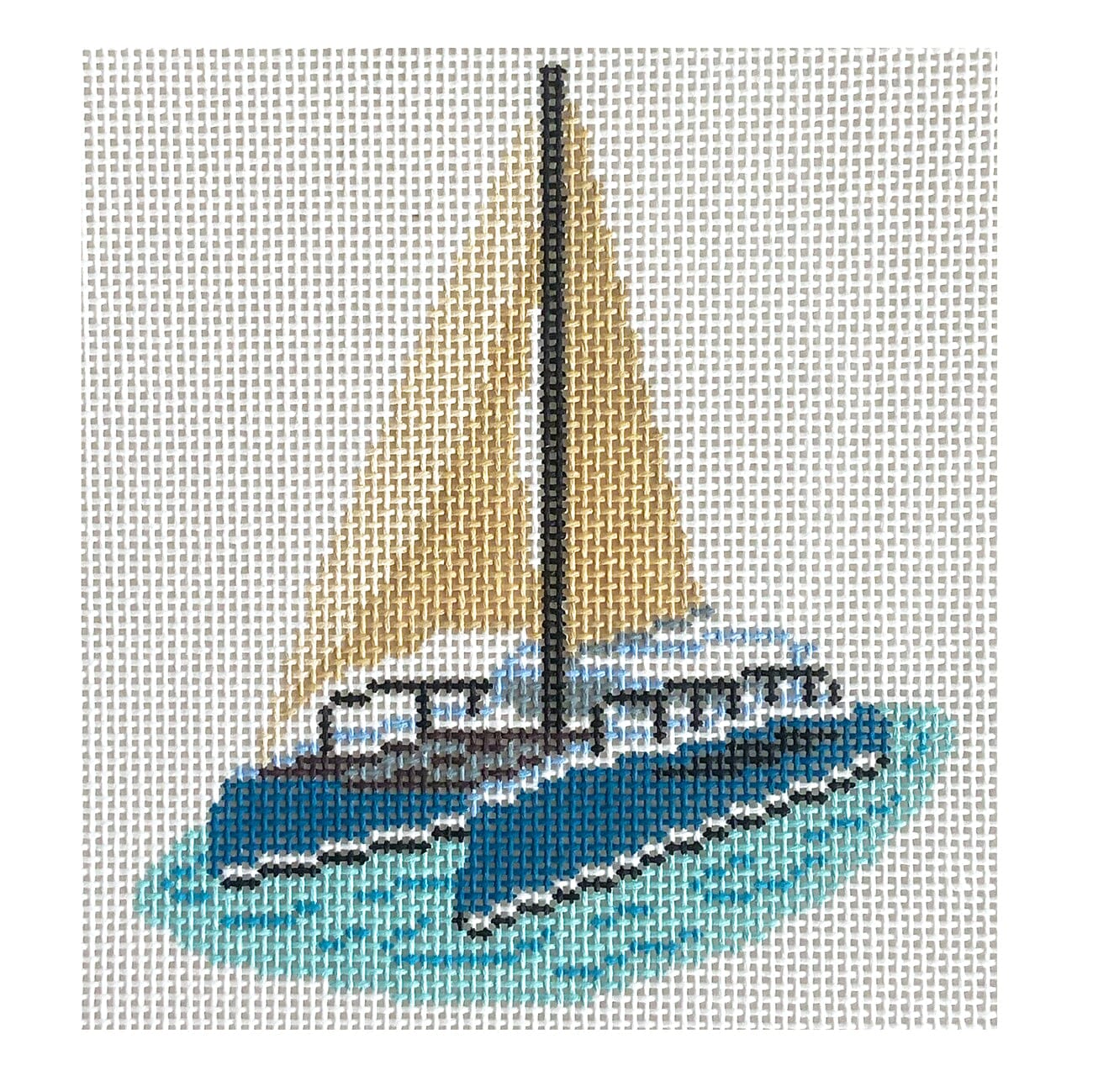 Catamaran Boat Painted Canvas Morgan Julia Designs  - 1