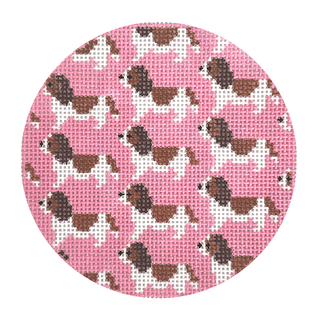 Cavalier King Charles Repeat Round Painted Canvas Mopsey Designs 
