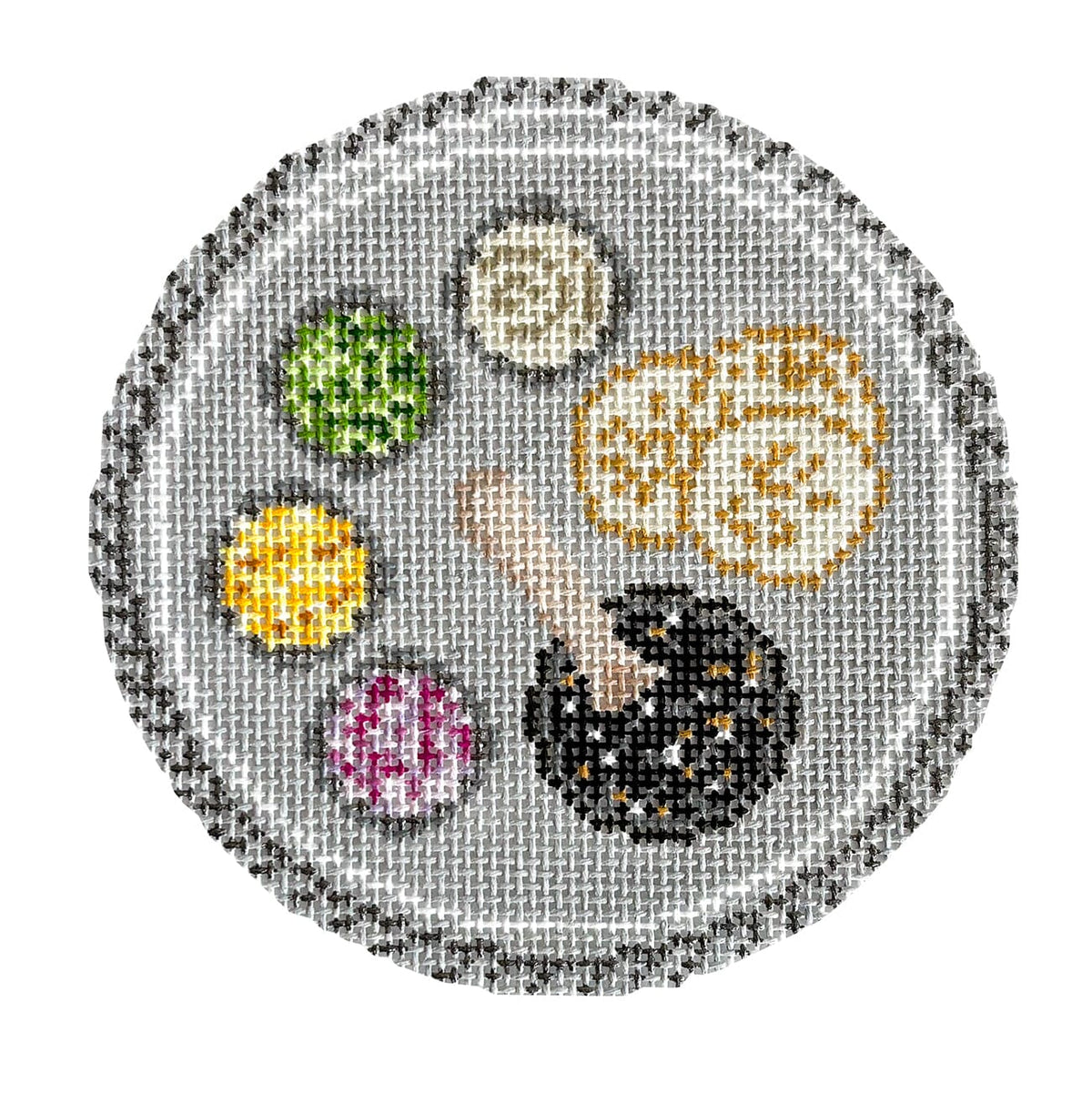 Caviar Tray, Ornament on 18 Painted Canvas Morgan Julia Designs  - 1