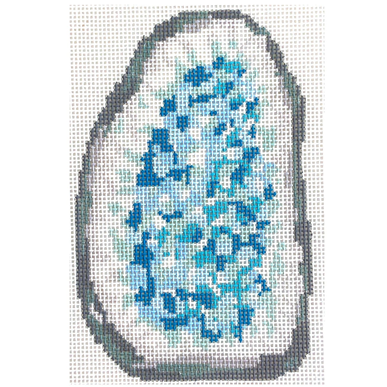 Celestine Geode Painted Canvas Lucky Lotus Needlepoint  - 1