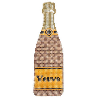 Champagne Bottle   Basketweave Painted Canvas C'ate La Vie 
