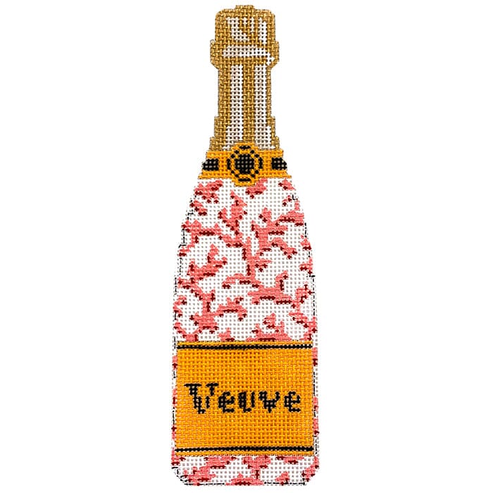 Champagne Bottle - Coral Painted Canvas C'ate La Vie 