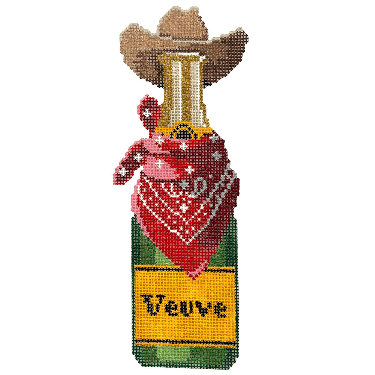 Champagne Bottle   Cowboy Painted Canvas C'ate La Vie 
