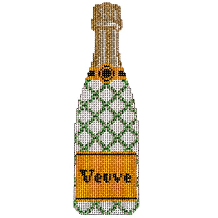 Champagne Bottle - Garden Trellis Painted Canvas C'ate La Vie 