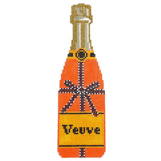 Champagne Bottle   H Ribbon Painted Canvas C'ate La Vie 
