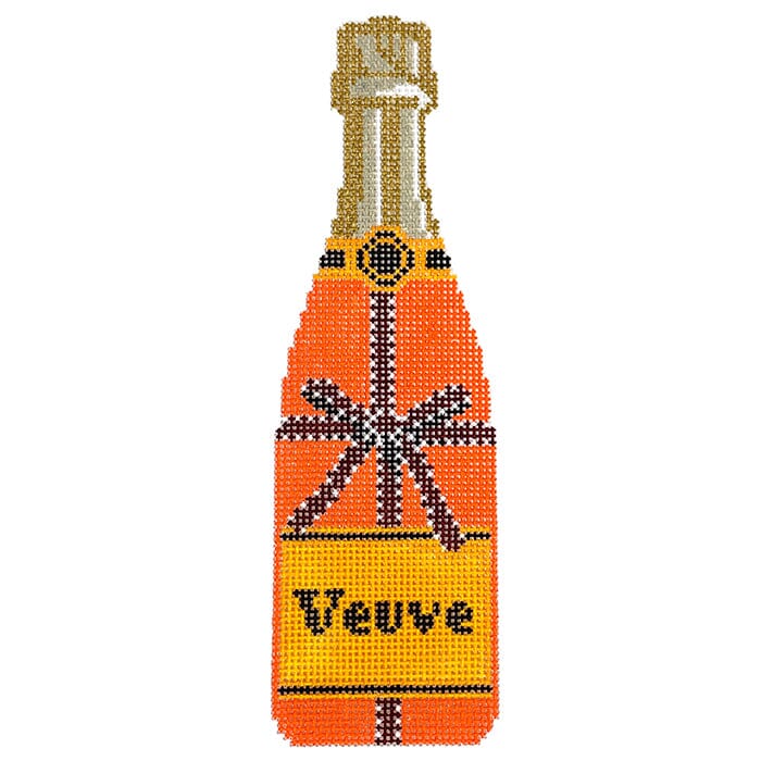 Champagne Bottle   H Ribbon Painted Canvas C'ate La Vie 
