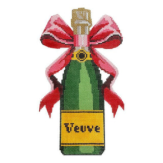 Champagne Bottle   Red Bow Painted Canvas C'ate La Vie 

