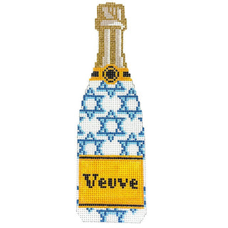 Champagne Bottle   Star of David Painted Canvas C'ate La Vie 
