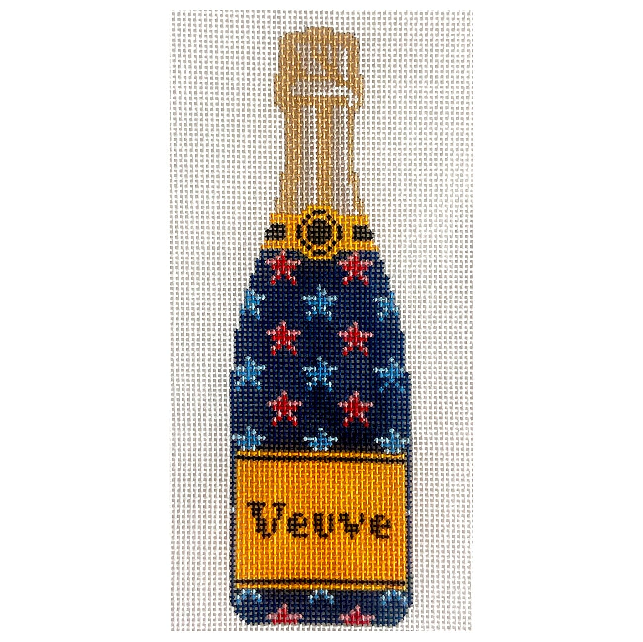 Champagne Bottle   Star Spangled Painted Canvas C'ate La Vie 
