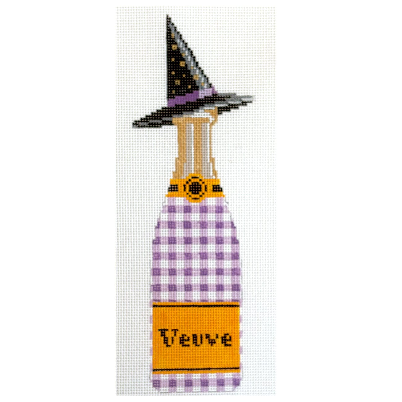 Champagne Bottle   Witch's Hat Painted Canvas C'ate La Vie  - 1