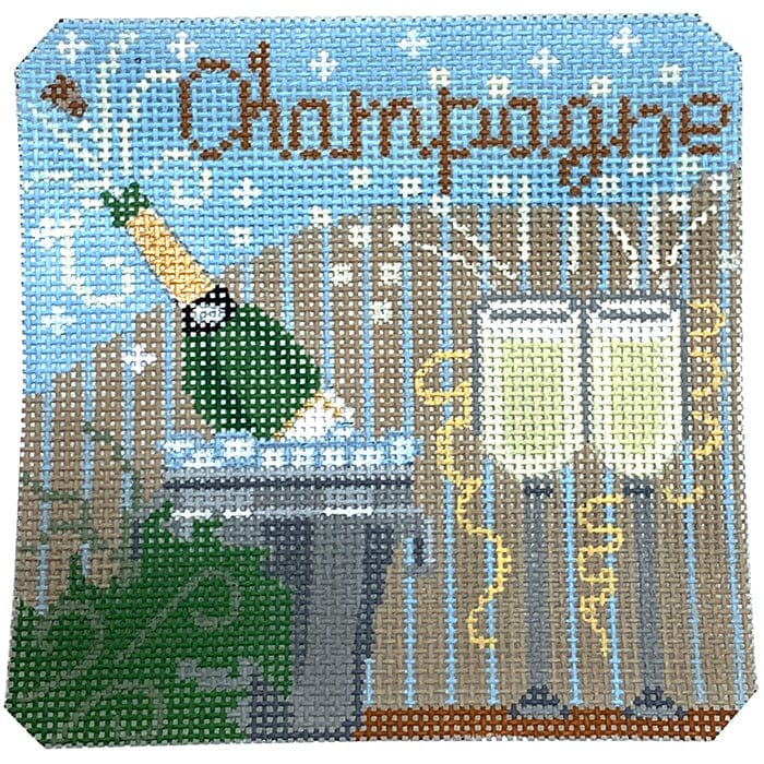 Champagne Coaster Painted Canvas Danji Designs  - 1