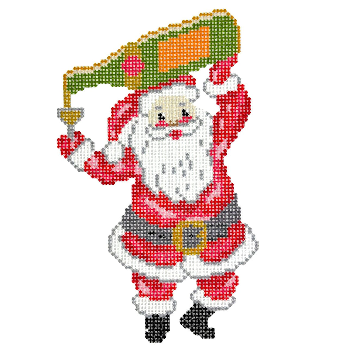 Champagne Santa Painted Canvas Penny & Penny and Company  - 1