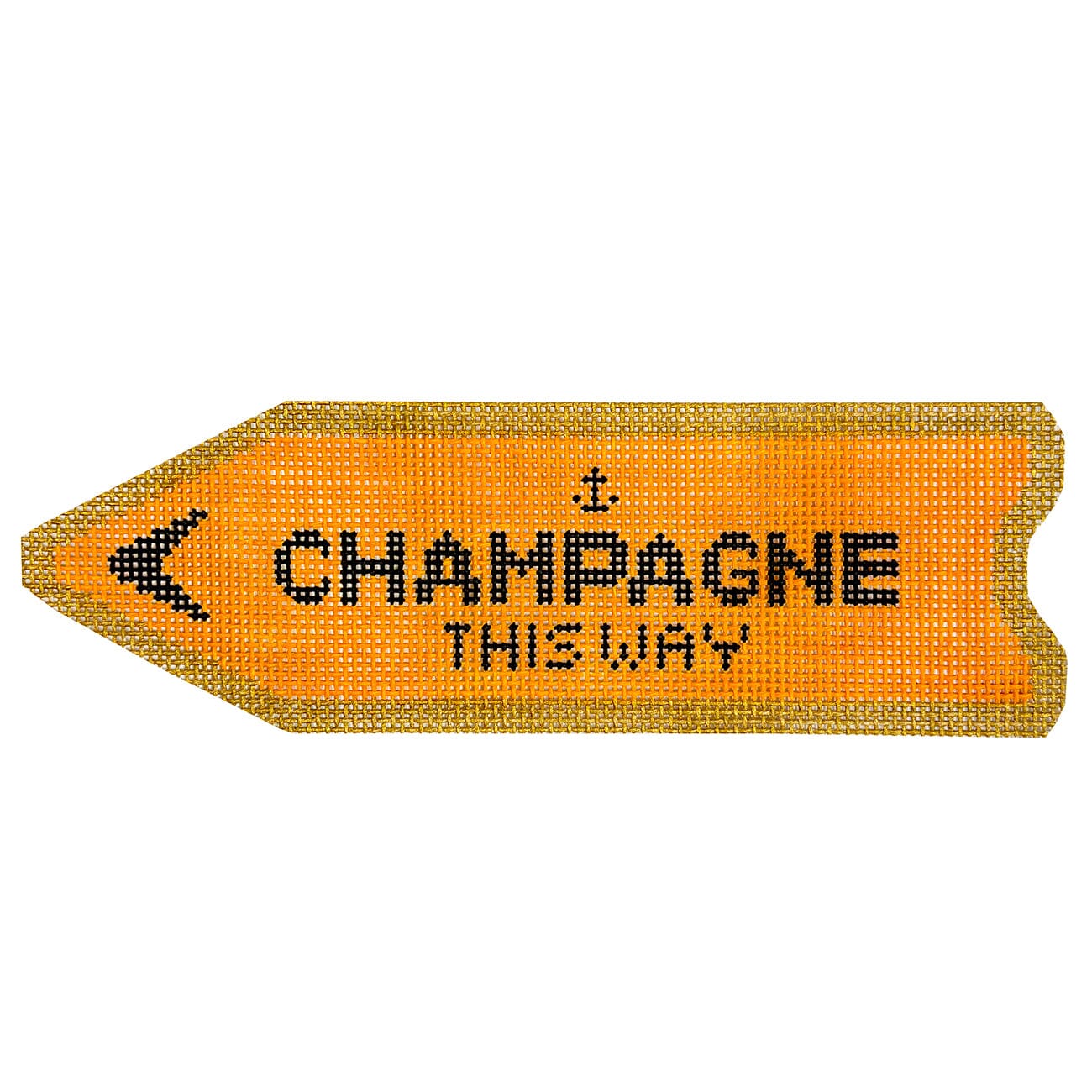 Champagne This Way   Orange on 13 Painted Canvas C'ate La Vie  - 1