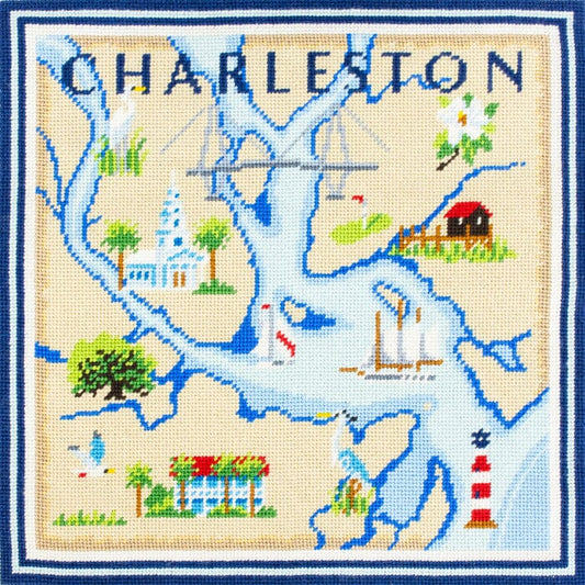 Charleston Map on 13 Printed Canvas Kirk & Bradley 